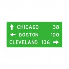 Directions and distance Chicago  Boston  Cleveland sign, decals stickers