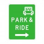 Park & ride turn right sign , decals stickers