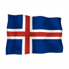 Iceland waving flag, decals stickers