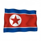 North Korea waving flag, decals stickers