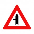 Left 3 way intersection warning sign, decals stickers
