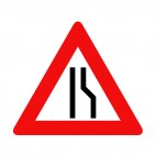 Right lane ending road merge warning sign, decals stickers