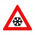 Snowflake warning sign, decals stickers