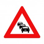 Queuing traffic warning sign, decals stickers