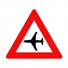 Airplane flying low warning sign, decals stickers