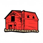 Red wooden barn, decals stickers