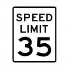 Speed limit 35 miles per hour sign, decals stickers