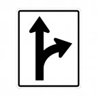 Turn right or go straight sign, decals stickers