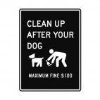 Clean up dog poop  100$ fine sign, decals stickers