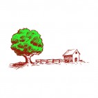 Farm with big green tree, decals stickers