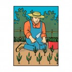 Farmer planting, decals stickers