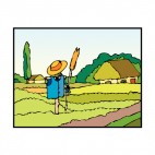Scarecrow on farm field, decals stickers