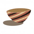 Native American  black and beige wicker basket, decals stickers