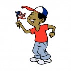 United States boy waving US flag, decals stickers