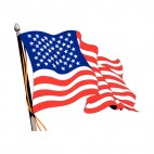 United States on a pole waving, decals stickers
