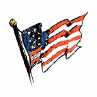 United States flag on a pole waving drawing, decals stickers