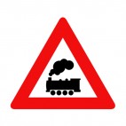 Train crossing  ahead warning sign, decals stickers