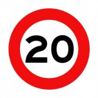 20 km per hour speed limit sign , decals stickers