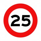 25 km per hour speed limit sign , decals stickers