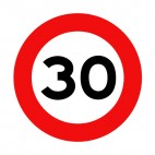 30 km per hour speed limit sign , decals stickers