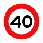 40 km per hour speed limit sign , decals stickers
