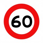 60 km per hour speed limit sign , decals stickers