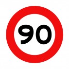 90 km per hour speed limit sign , decals stickers