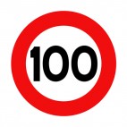 100 km per hour speed limit sign , decals stickers