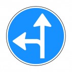 Turn left or go straight sign , decals stickers
