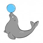 Seal playing with blue ball, decals stickers