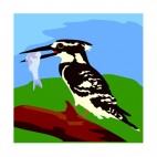 Black and white bird eating fish, decals stickers