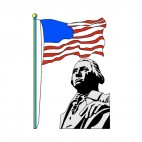 United States Georges Washington with US flag, decals stickers