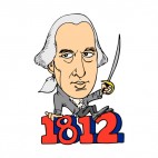 United States John Adams with sword 1812, decals stickers