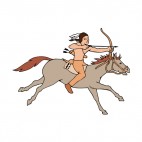 Native American on horse shooting bow, decals stickers