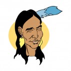 Native American with blue feather, decals stickers