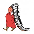 Native American with long feathers hat , decals stickers