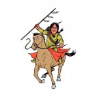Native American on horse with spear rushing, decals stickers