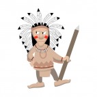 Native American chief with fierce look holding spear, decals stickers
