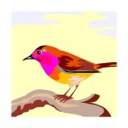 Multicolored bird on a twig, decals stickers