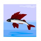 Flying fish with red tail, decals stickers