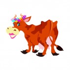 Cow with flower crown and lipstick, decals stickers