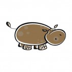 Brown hippopotamus, decals stickers