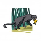 Grey panther with food in his mouth , decals stickers
