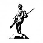 United States pioneer with gun statue, decals stickers