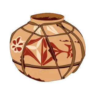 Native American vase listed in symbols and history decals.