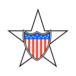 United States shield and star listed in symbols and history decals.