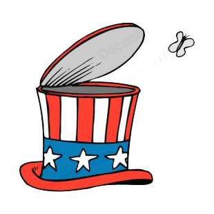 United States Uncle Sam hat with butterfly coming out listed in symbols and history decals.