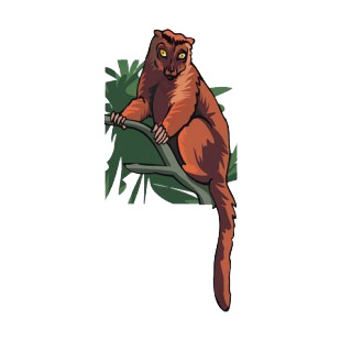 Brown lemur holding to a branch listed in more animals decals.