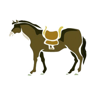 Brown horse with harnest listed in more animals decals.