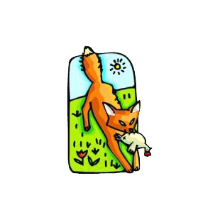 Fox with chicken in his mouth listed in more animals decals.
